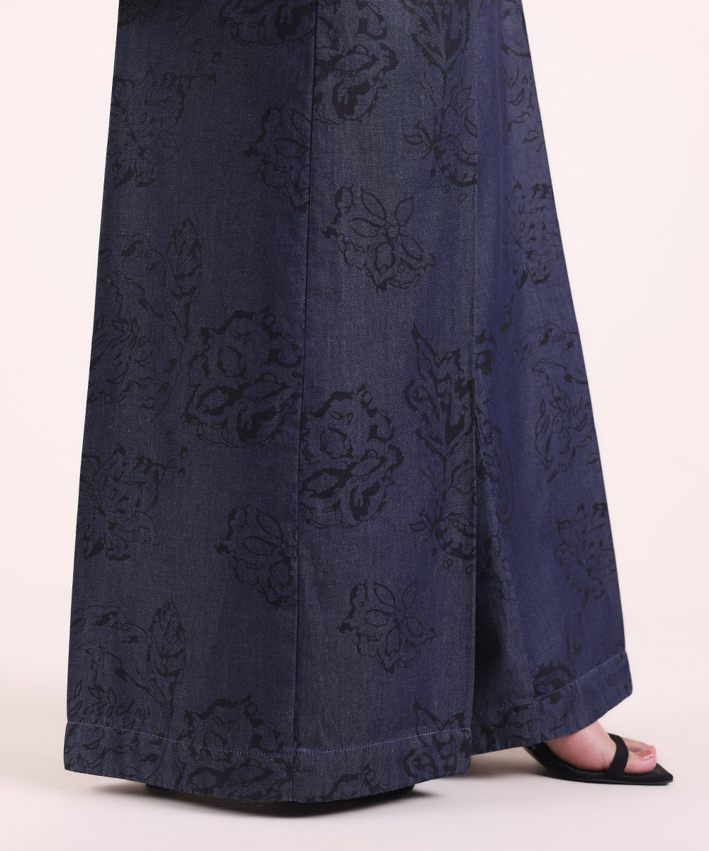 Women's Pret Denim Blue Printed Sharara