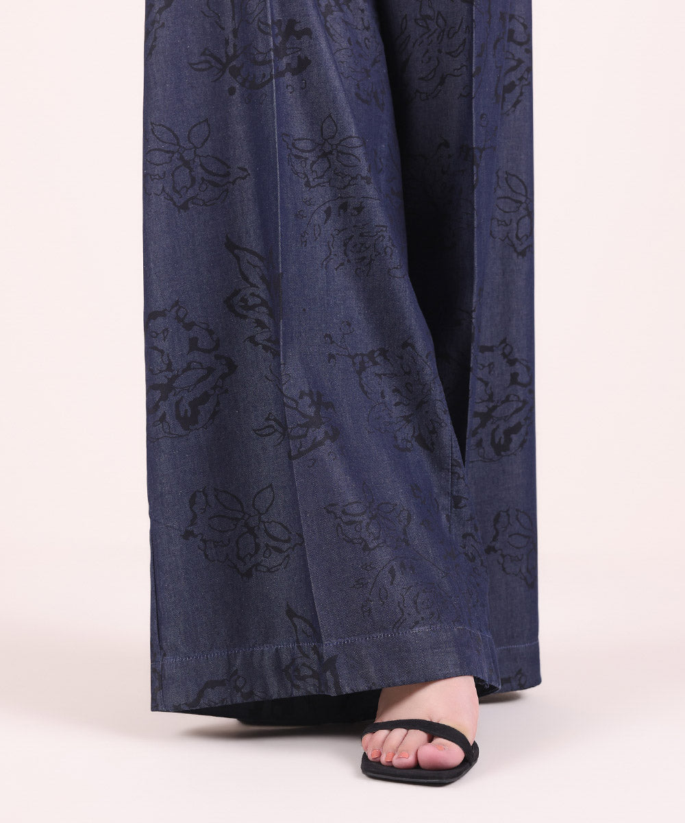 Women's Pret Denim Blue Printed Sharara