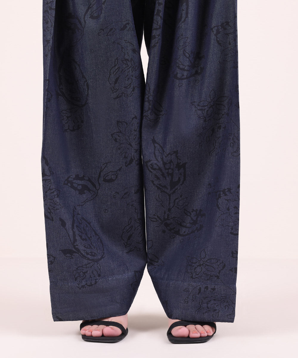 Women's Pret Denim Blue Printed Shalwar