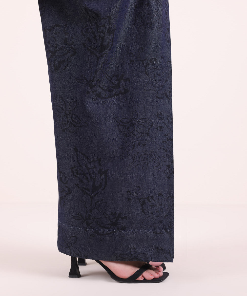 Women's Pret Denim Blue Printed Shalwar