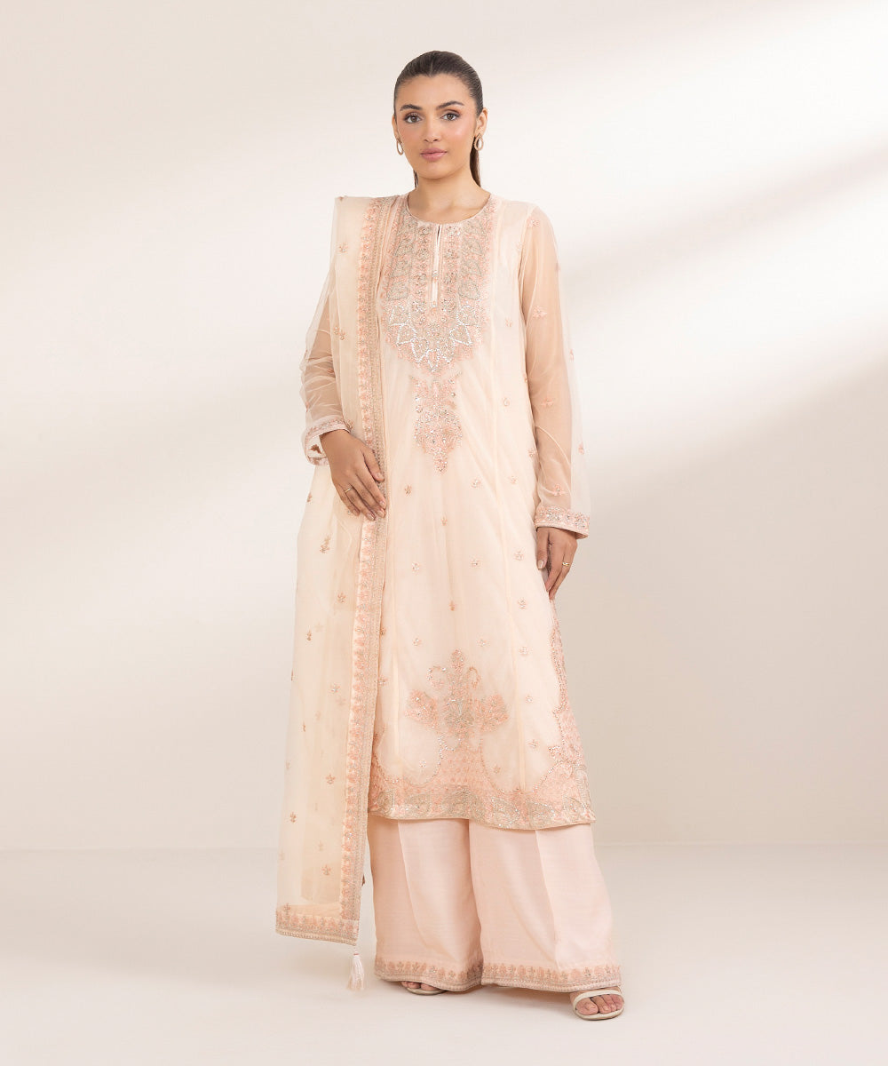 Women's Pret Blended Organza Multi Embroidered 3 Piece Suit