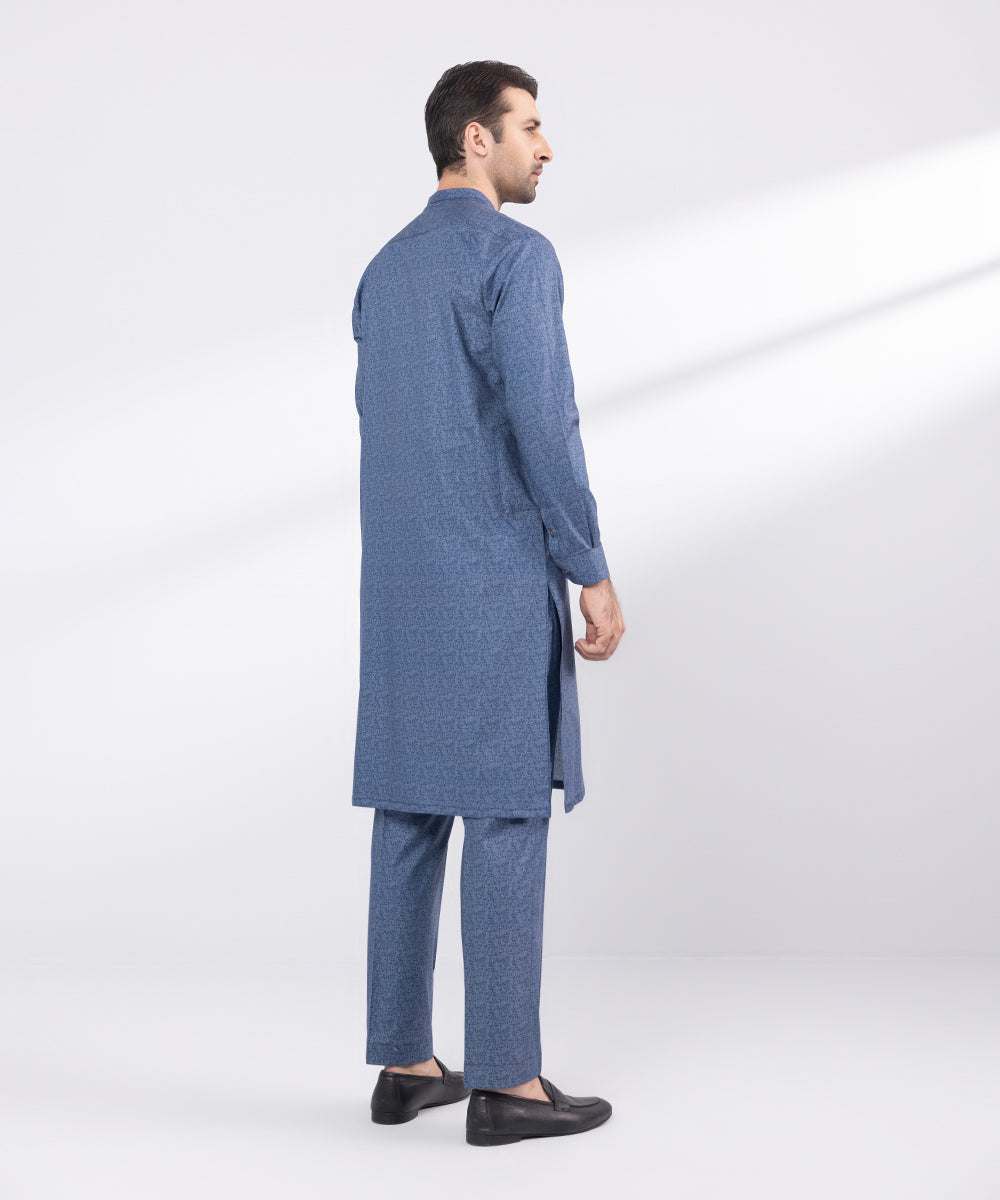 Men's Stitched Blue Cotton Suit