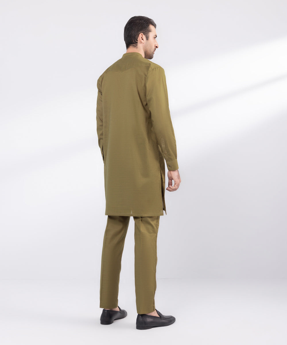 Men's Stitched Brown Cotton Suit