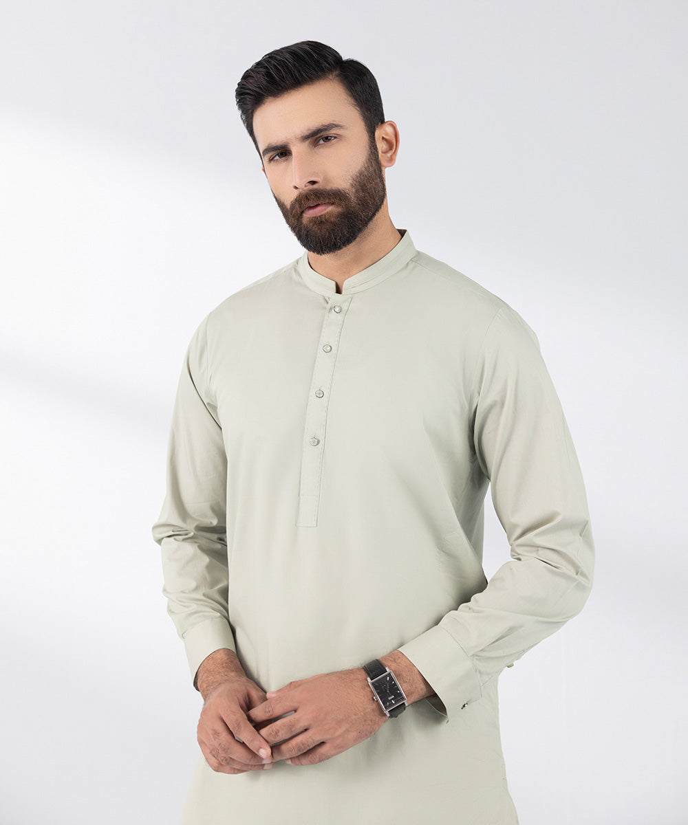 Men's Stitched 2 PC Green Cotton Suit