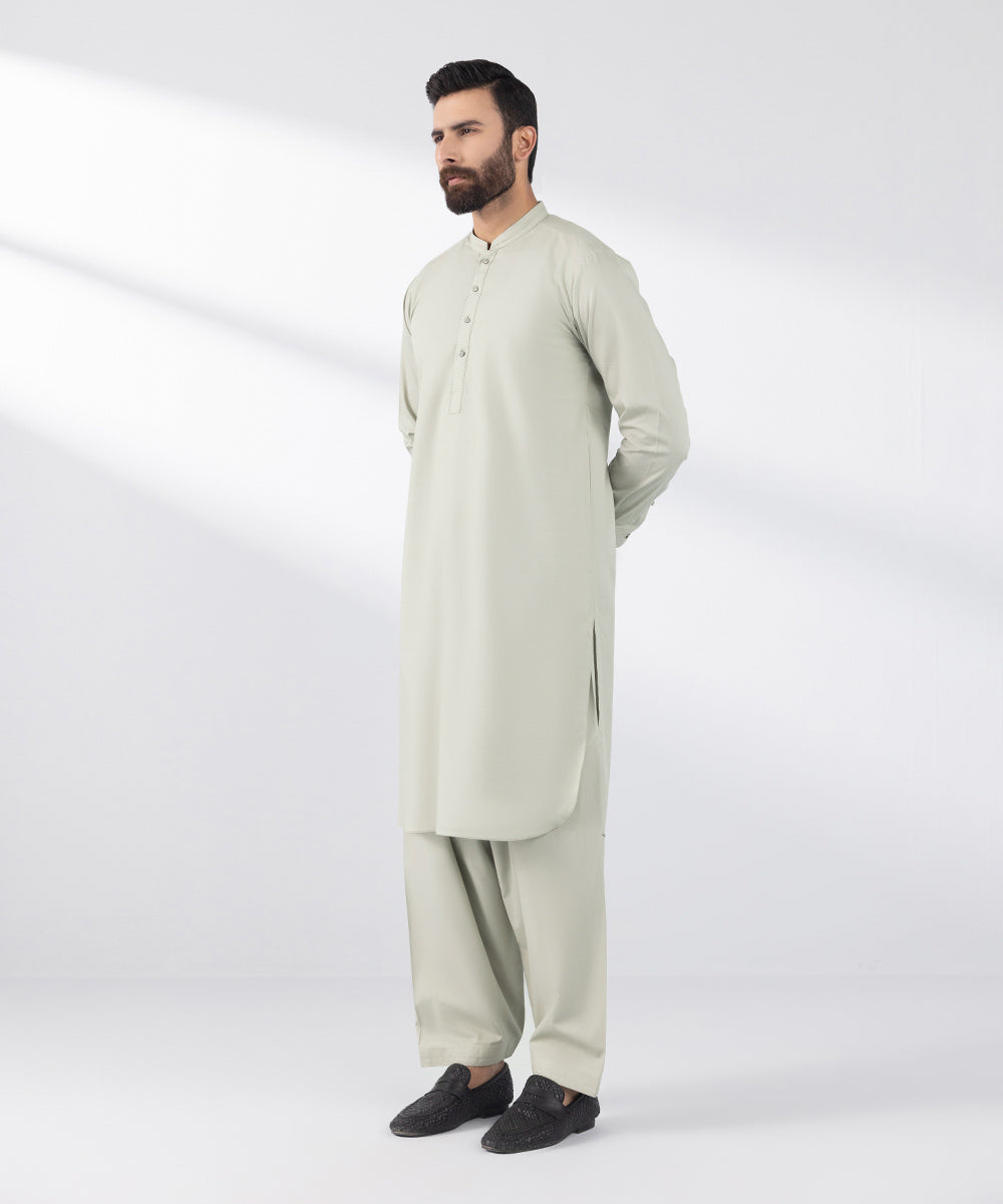 Men's Stitched 2 PC Green Cotton Suit