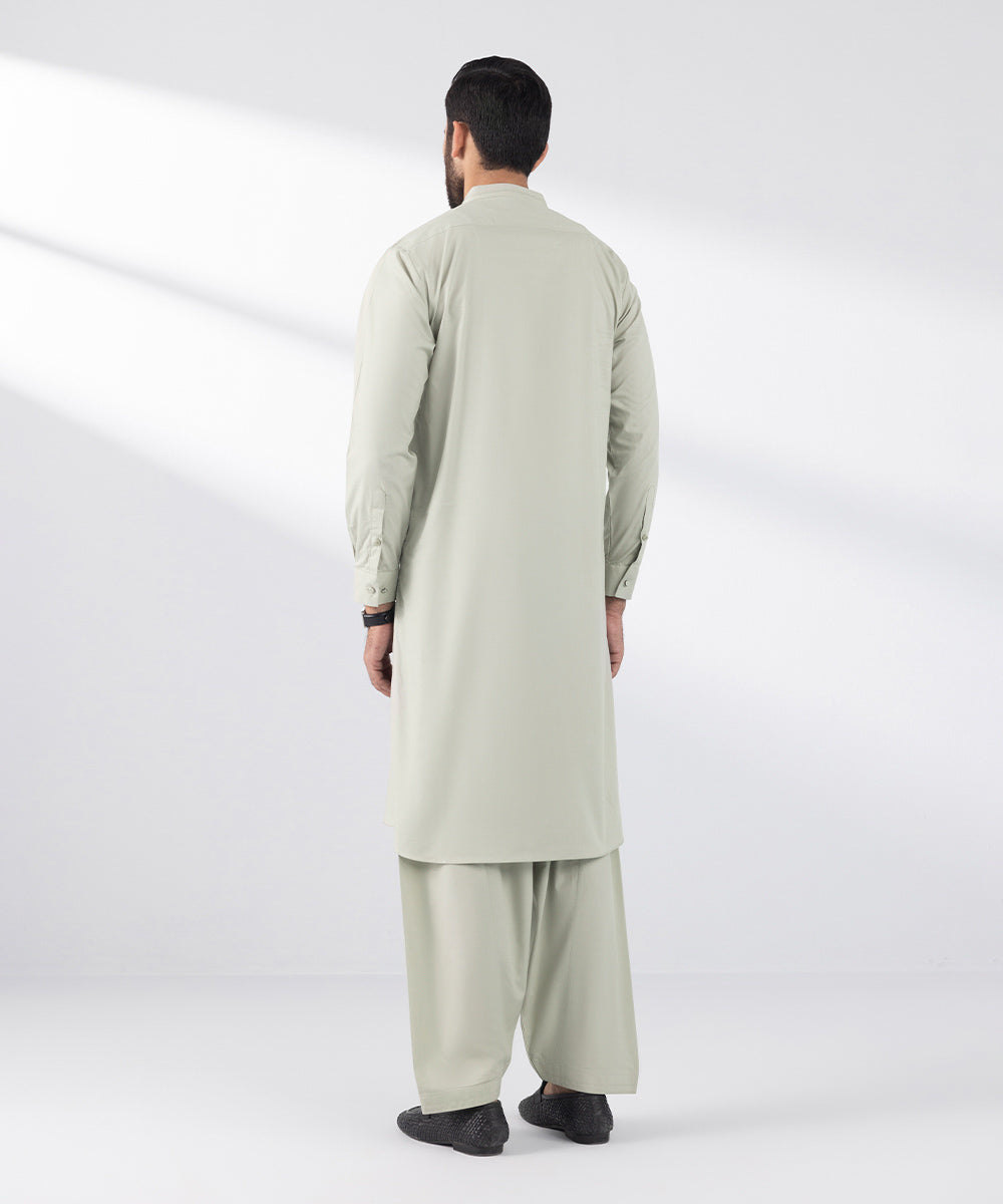 Men's Stitched 2 PC Green Cotton Suit