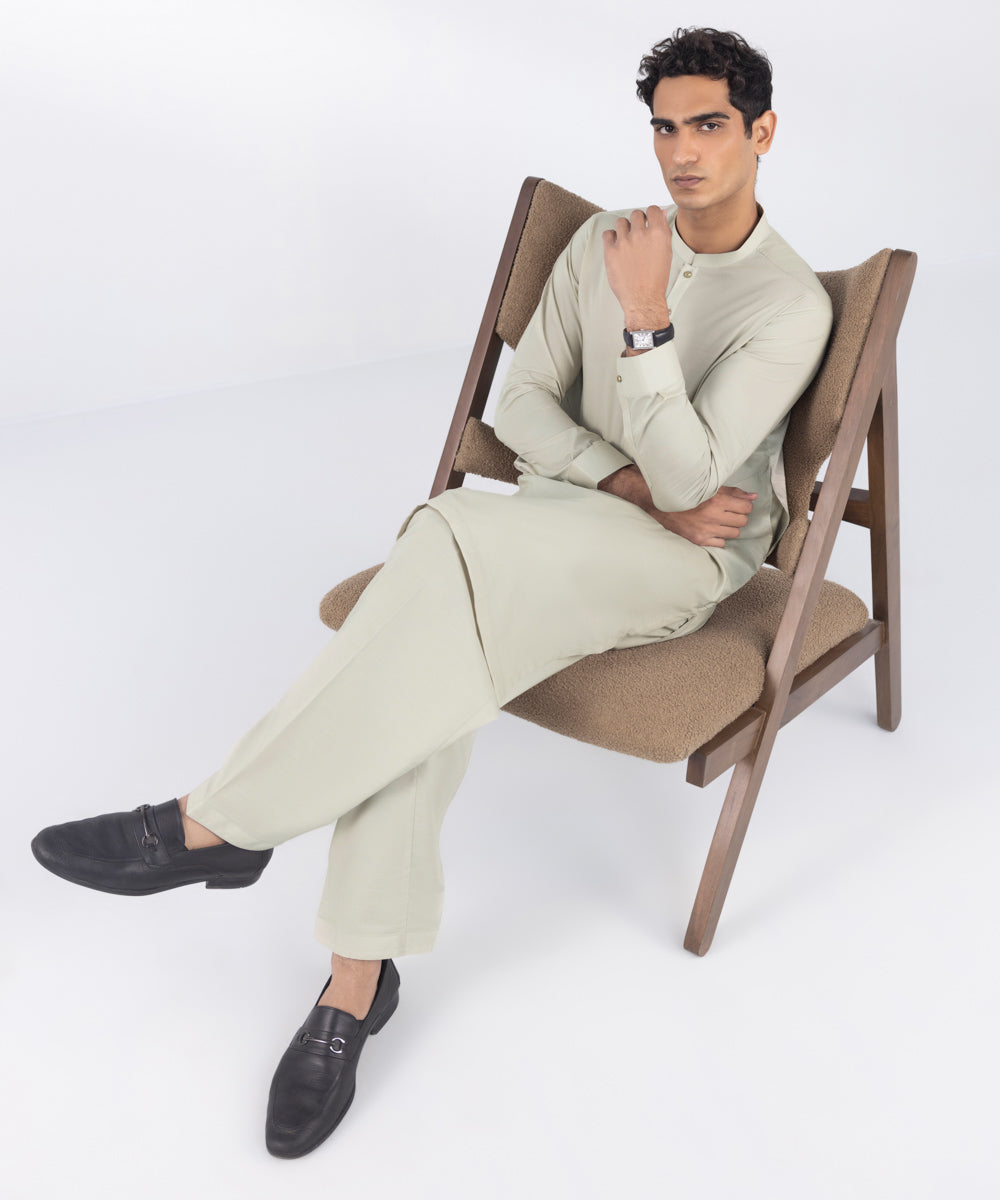 Men's Stitched Luxury Egyptian Cotton Beige Suit