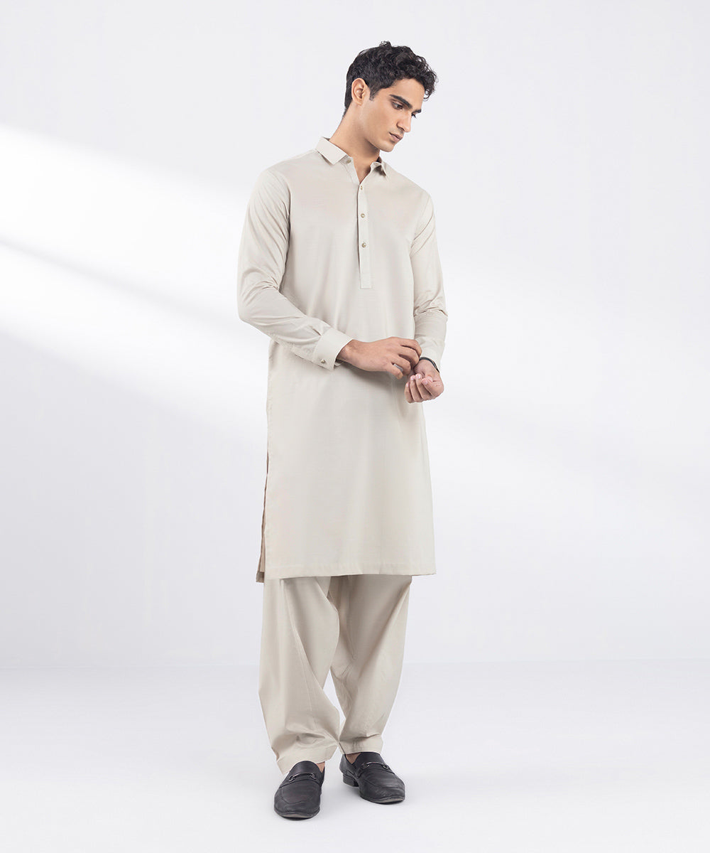 Men's Stitched Luxury Egyptian Cotton Beige Suit