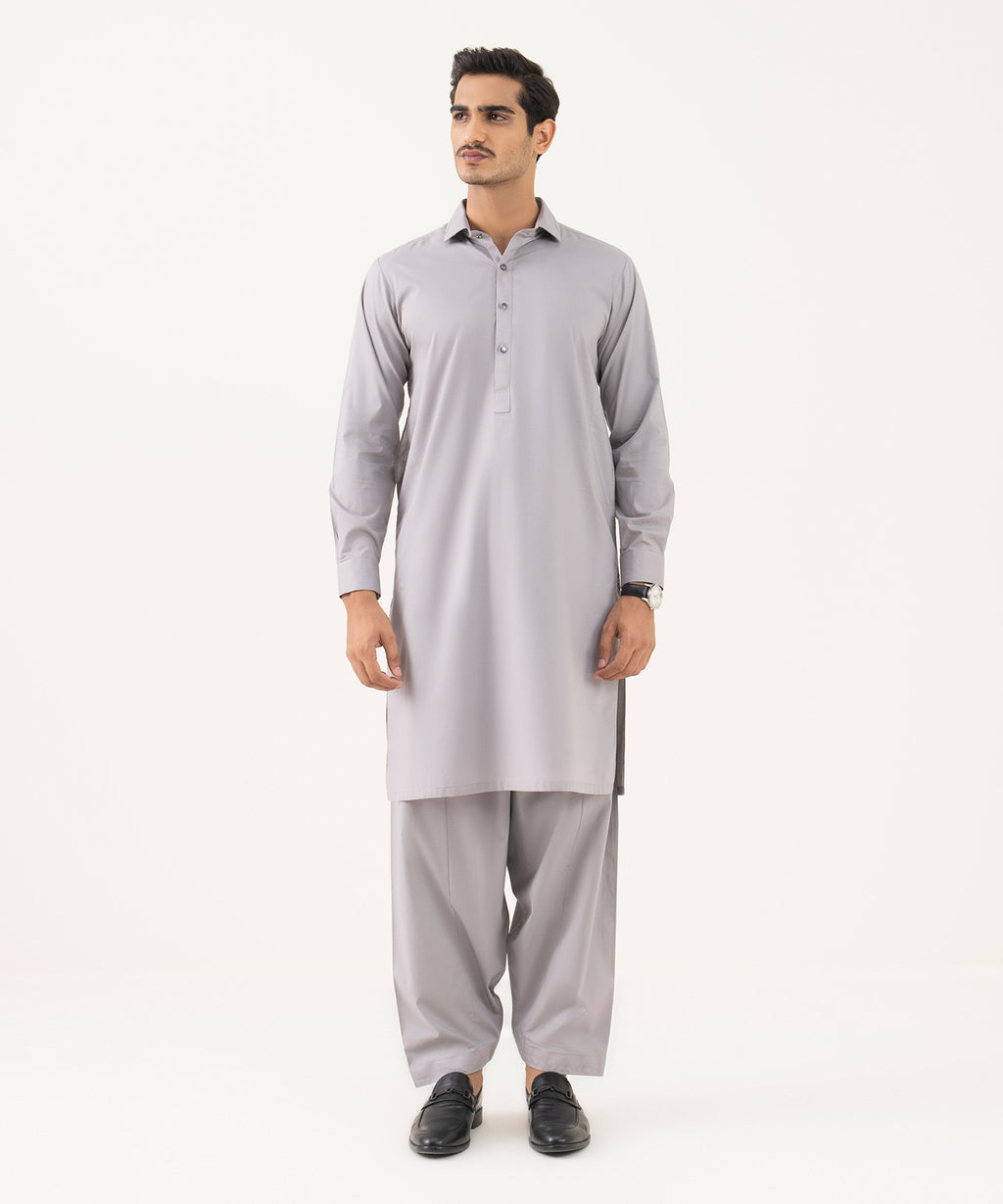 Men's 100% Cotton Plain Soft Grey Kurta Shalwar