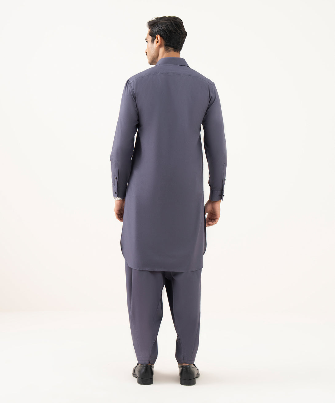 Men's 100% Cotton Plain Blue Grey Kurta Shalwar