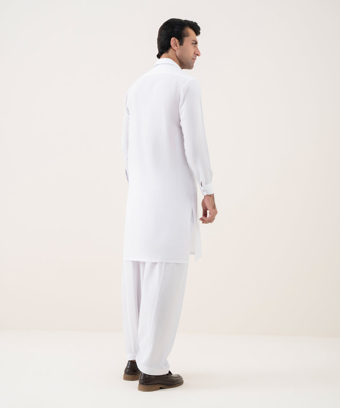 Men's 100% Cotton Plain White Kameez Shalwar 