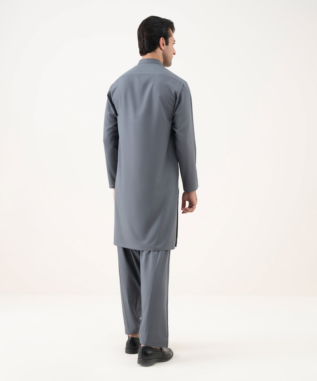 Men's 100% Cotton Embroidered Grey Kameez Shalwar