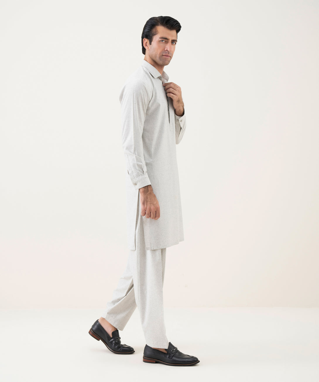 Men's Viscose Plain Beige Kameez Shalwar 