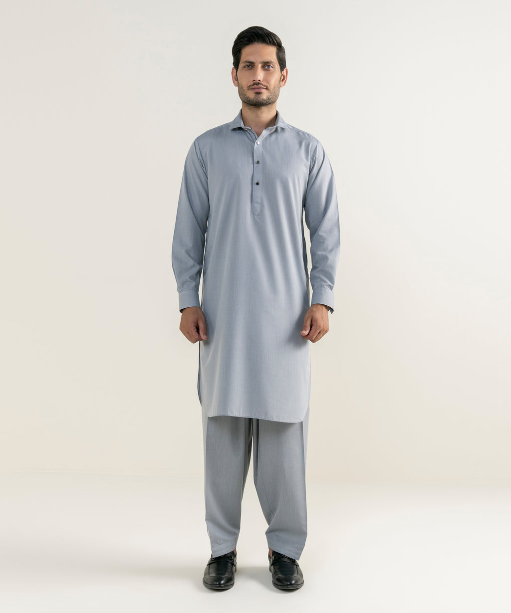Men's Viscose Plain Grey Kameez Shalwar