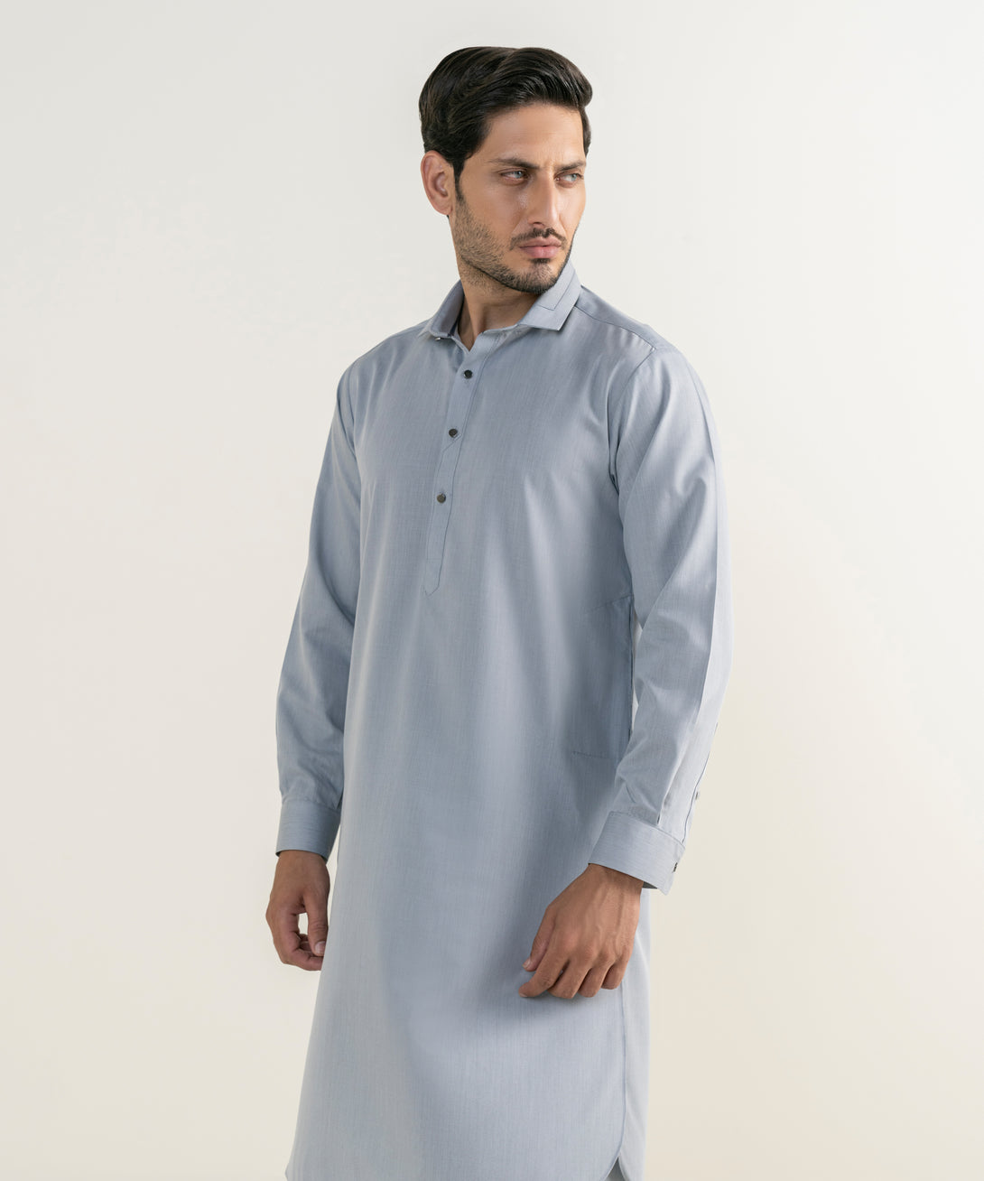 Men's Viscose Plain Grey Kameez Shalwar