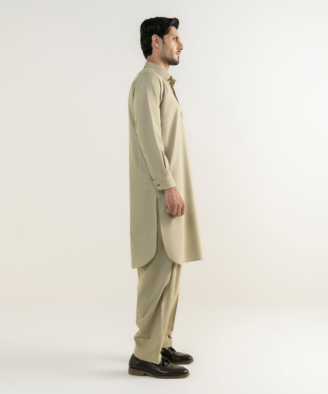Men's Viscose Plain Khaki Kameez Shalwar