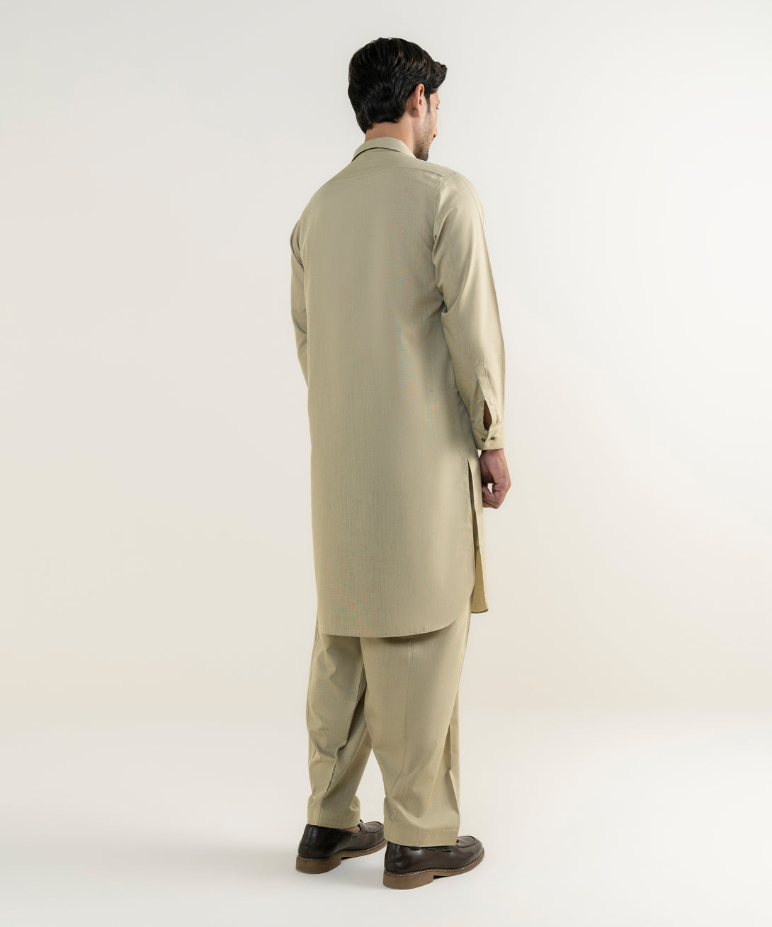 Men's Viscose Plain Khaki Kameez Shalwar