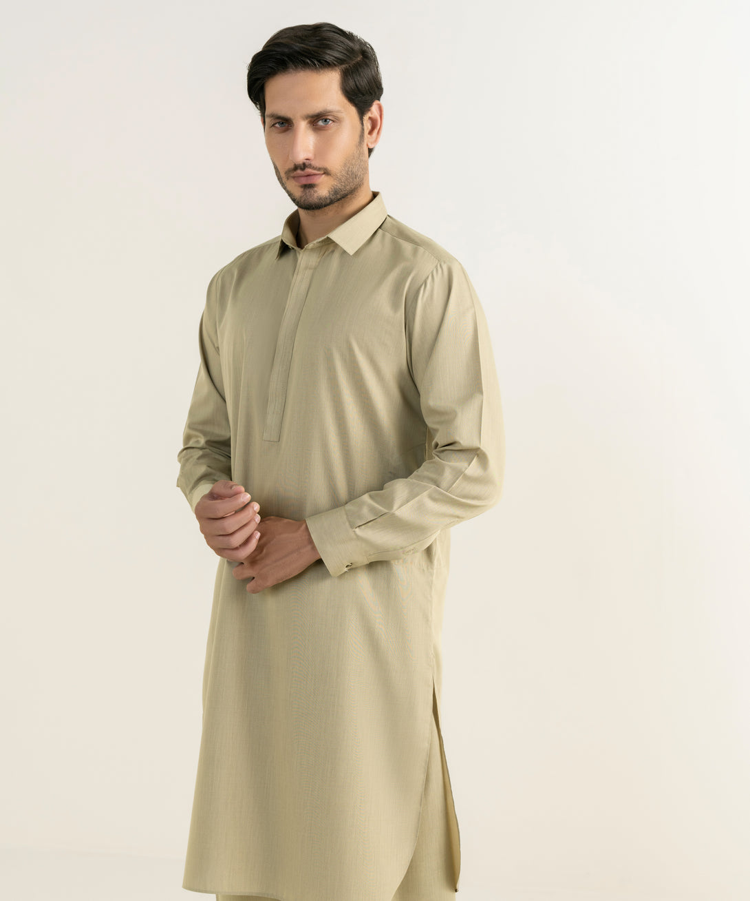 Men's Viscose Plain Khaki Kameez Shalwar
