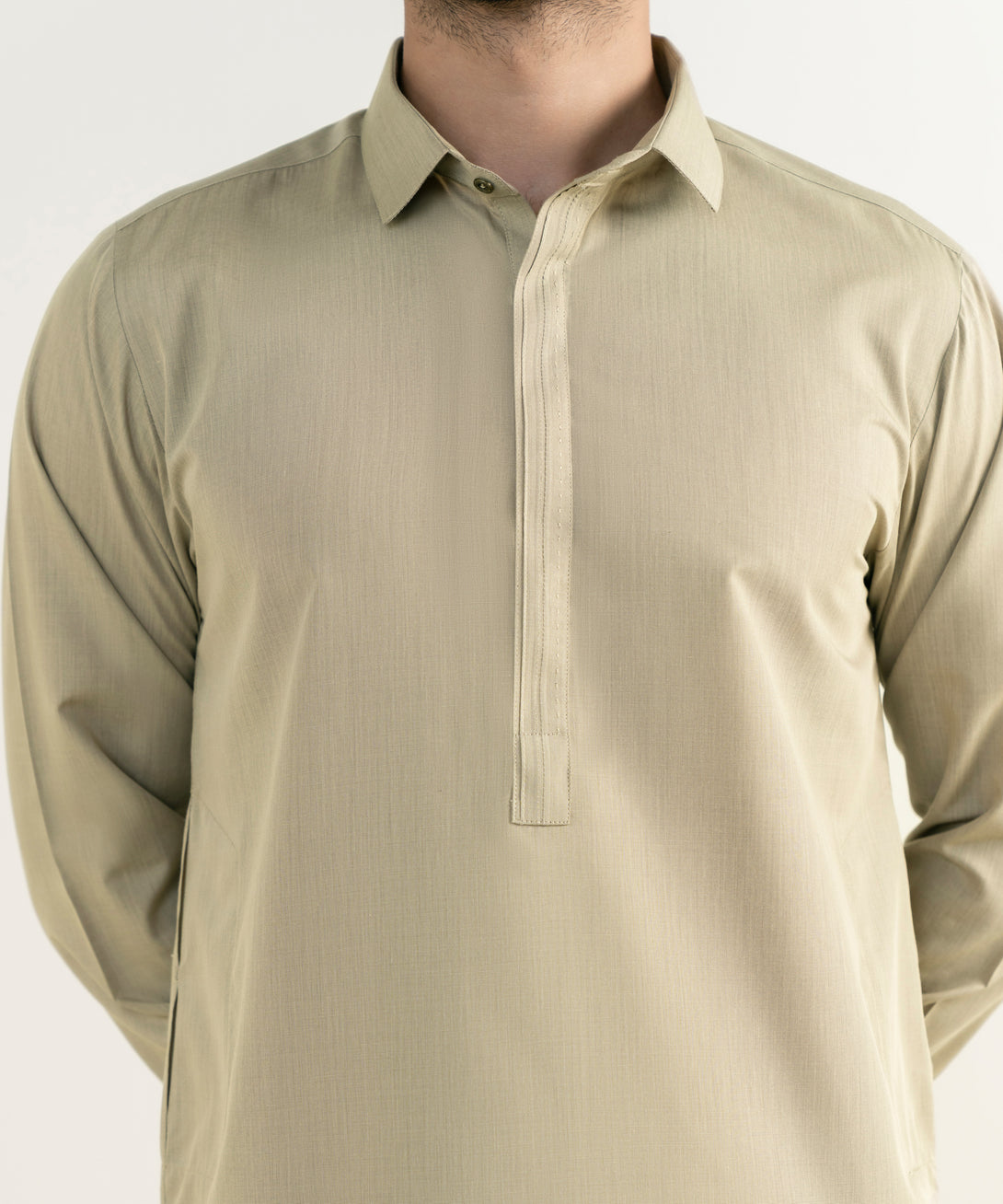 Men's Viscose Plain Khaki Kameez Shalwar