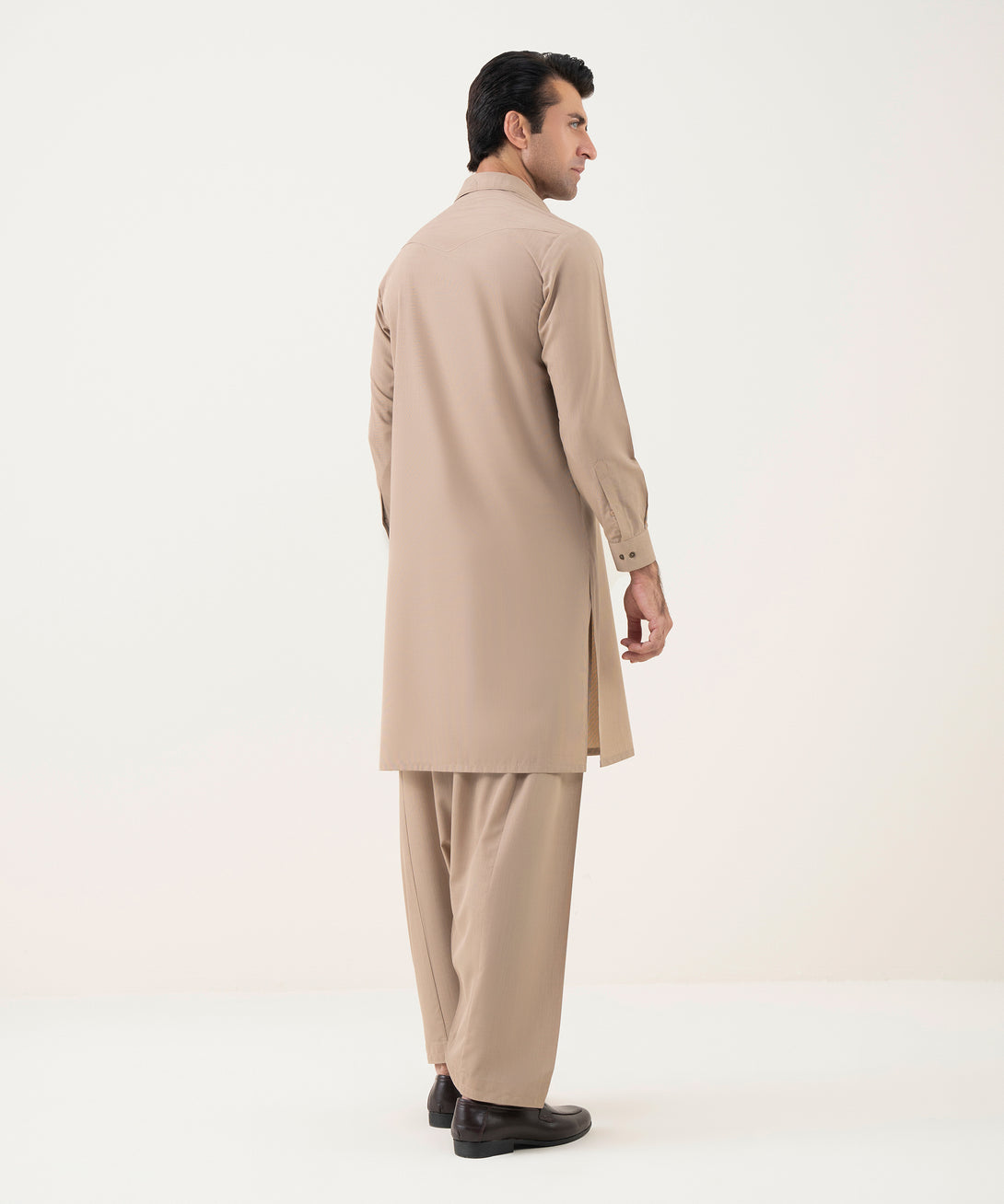 Men's Viscose Plain Beige Kameez Shalwar 