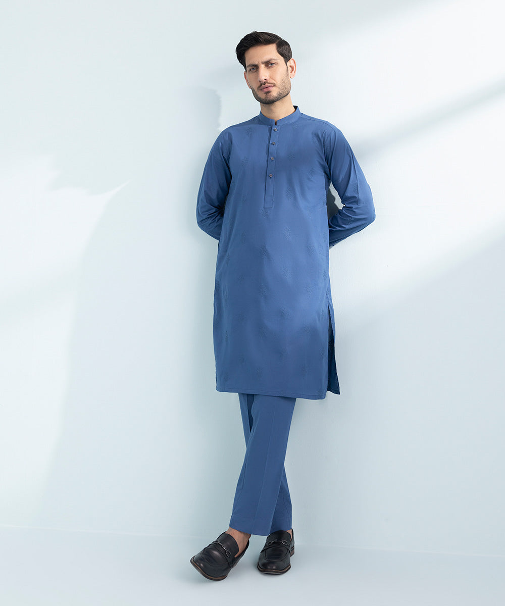 Schiffli Embroidered Cotton Suit