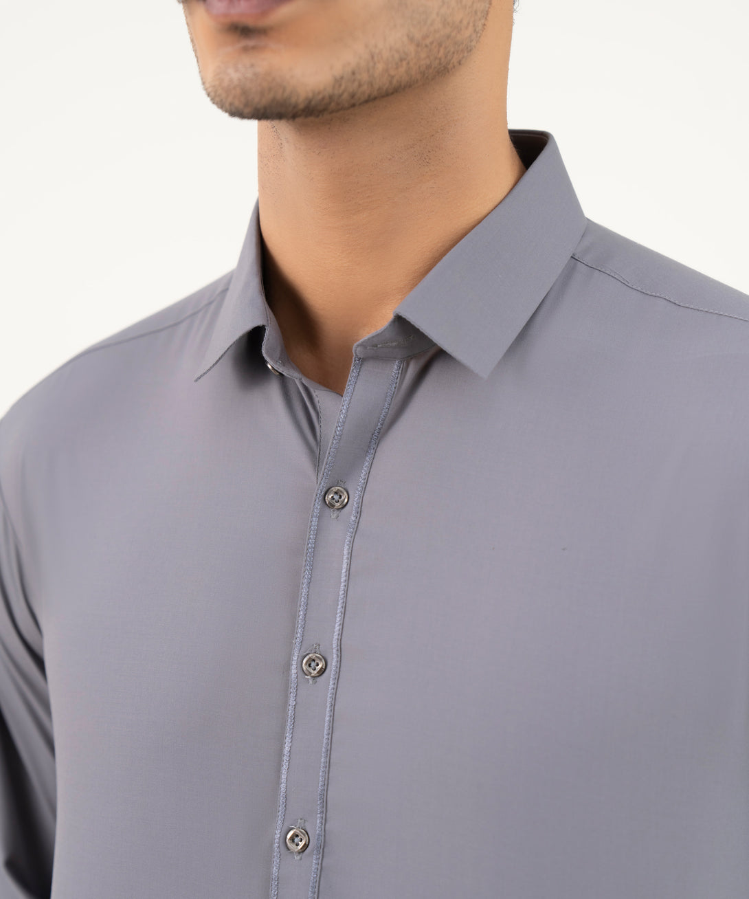 Men's Oxford Embroidered Grey Kurta Shalwar