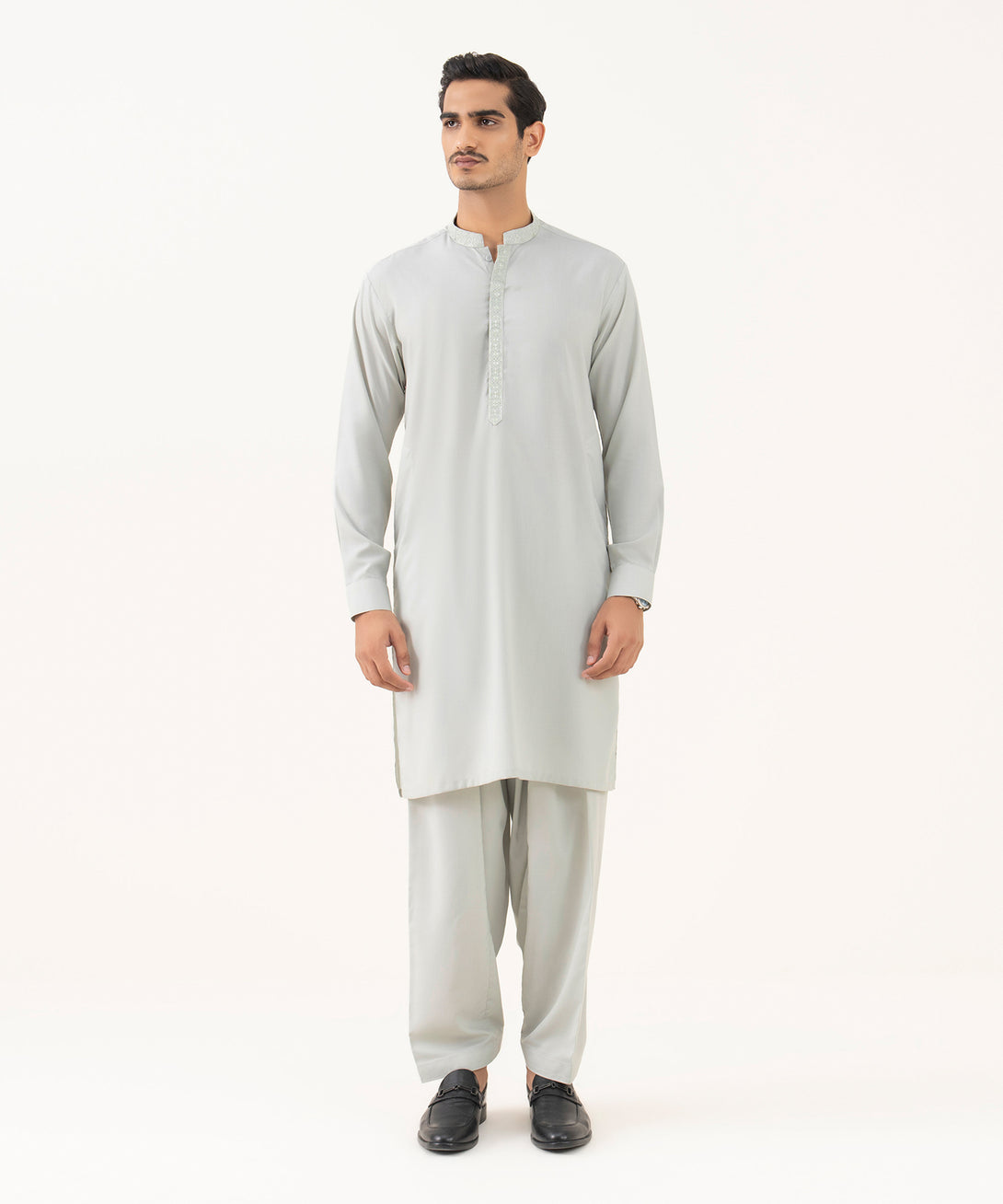 Men's Falak Embroidered Light Sage Kurta Shalwar