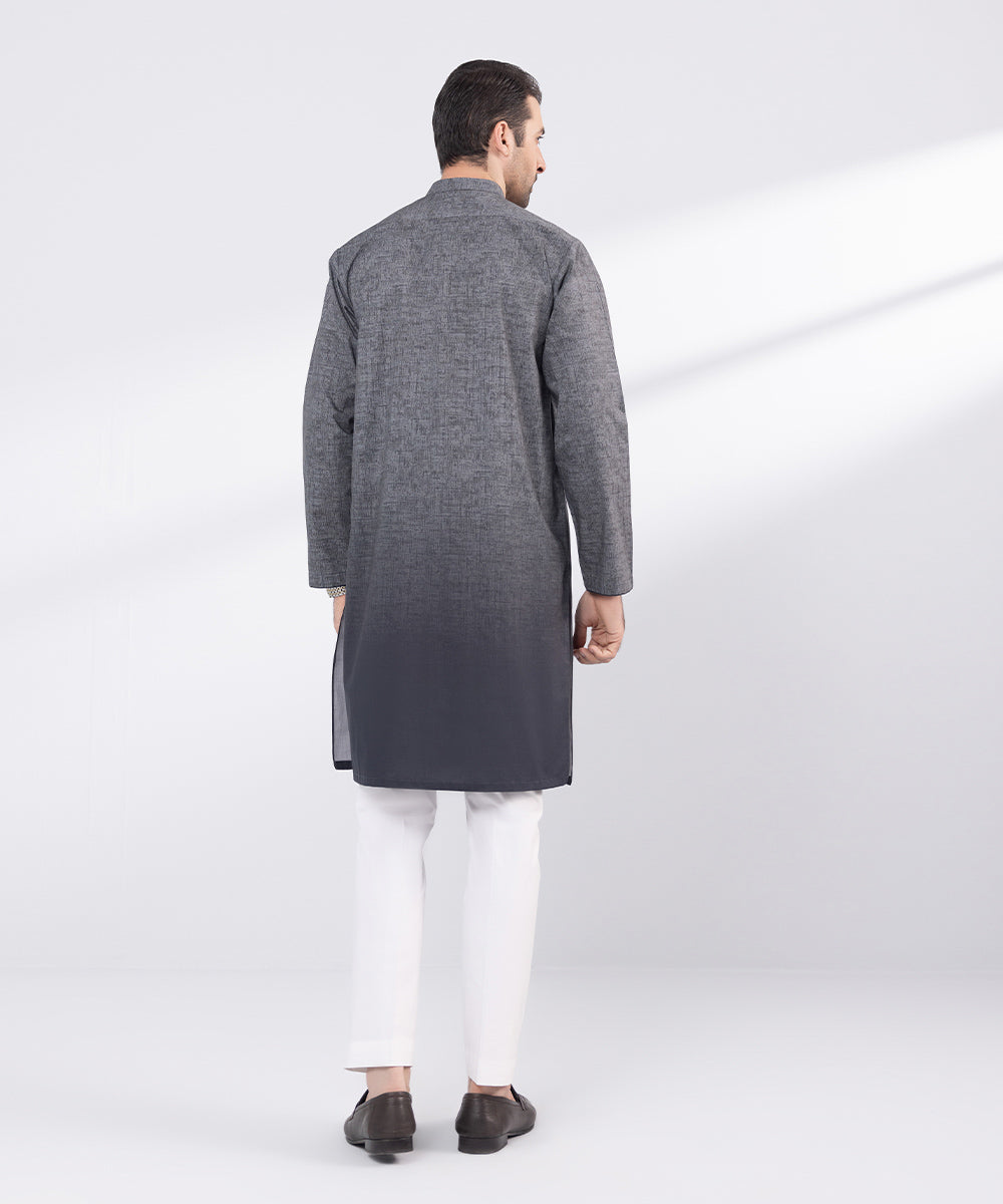 Men's Stitched Green Mesh Cotton Kurta