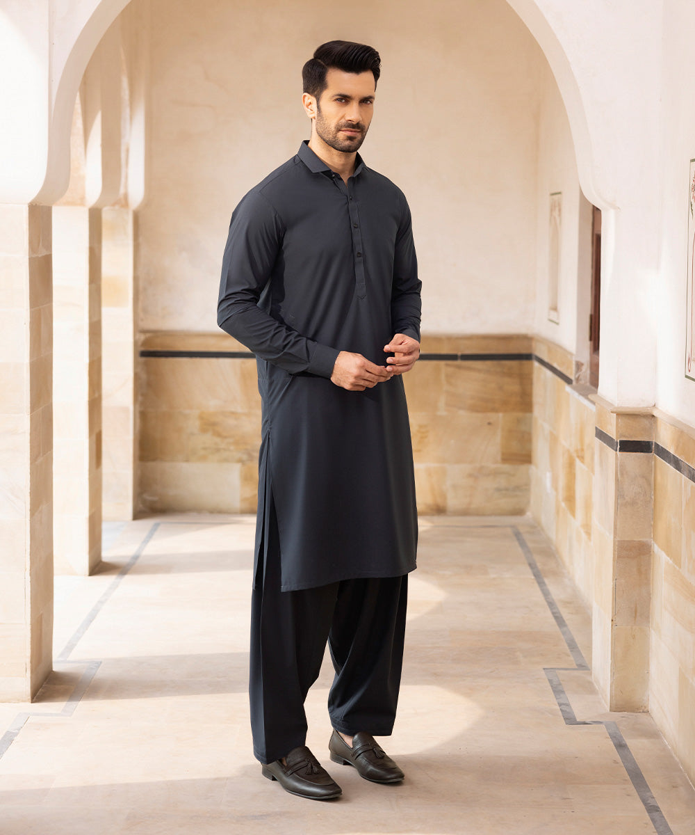 Men's Unstitched Premium Wash & Wear Charcoal Full Suit Fabric