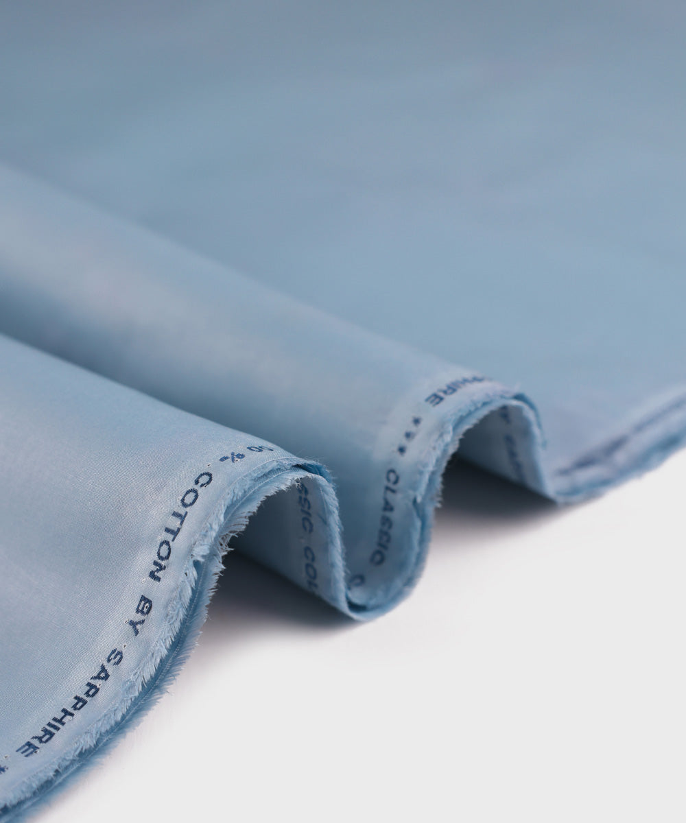 Men's Unstitched Cotton Blue Full Suit Fabric