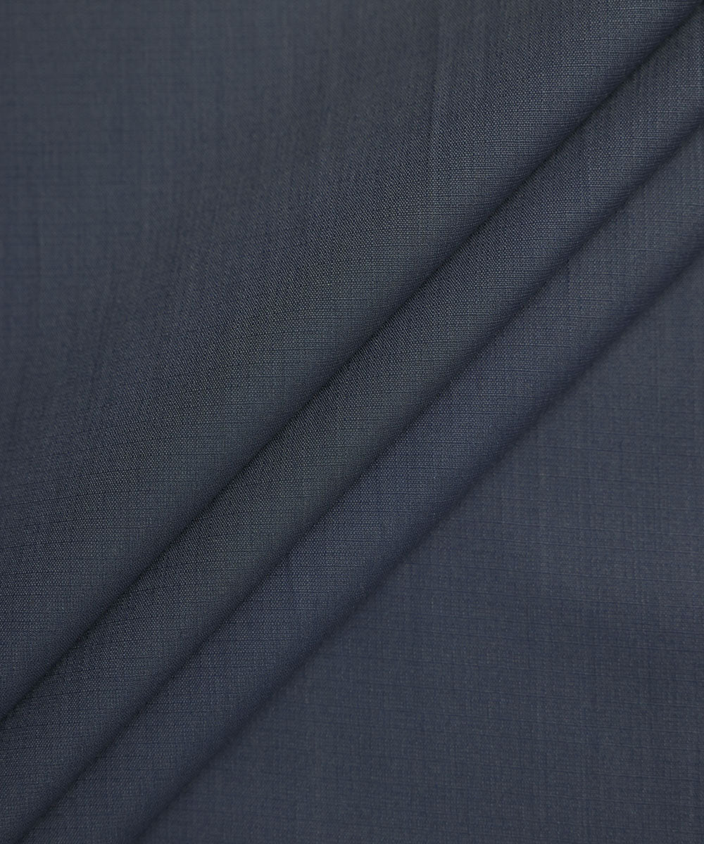 Men's Unstitched Blended Dobby  Blue Full Suit Fabric