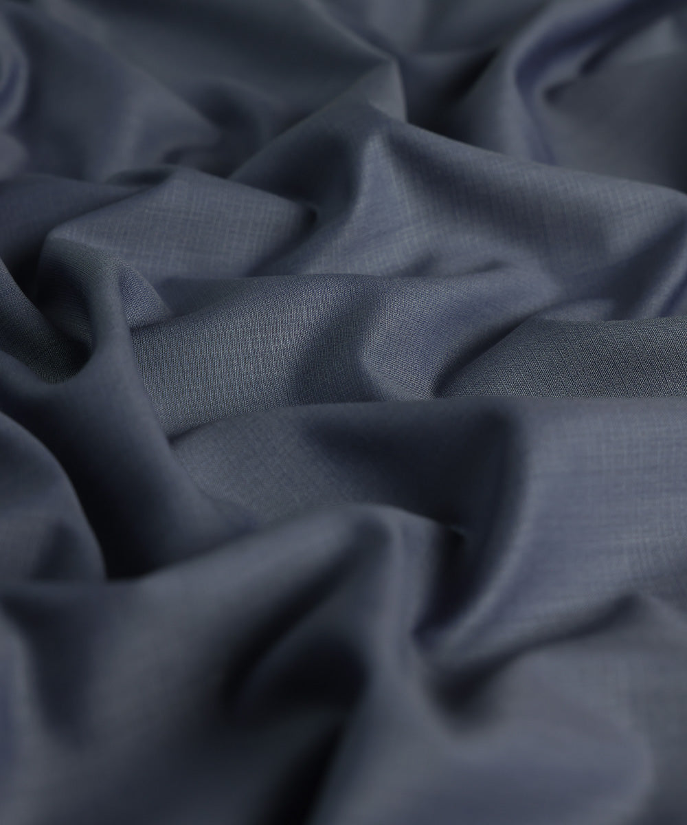 Men's Unstitched Blended Dobby  Blue Full Suit Fabric