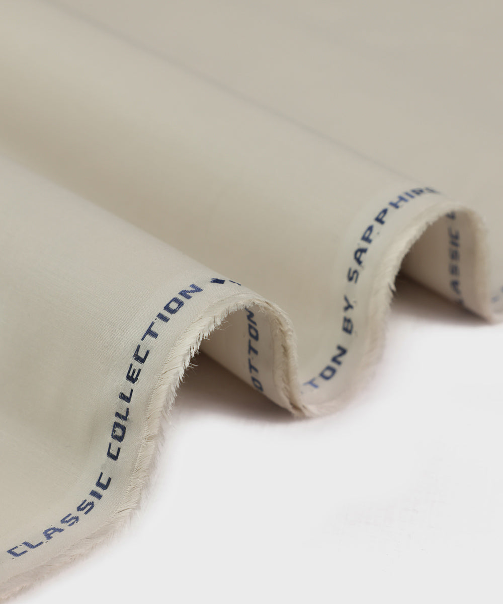 Men's Unstitched Fine Cotton Beige Full Suit Fabric