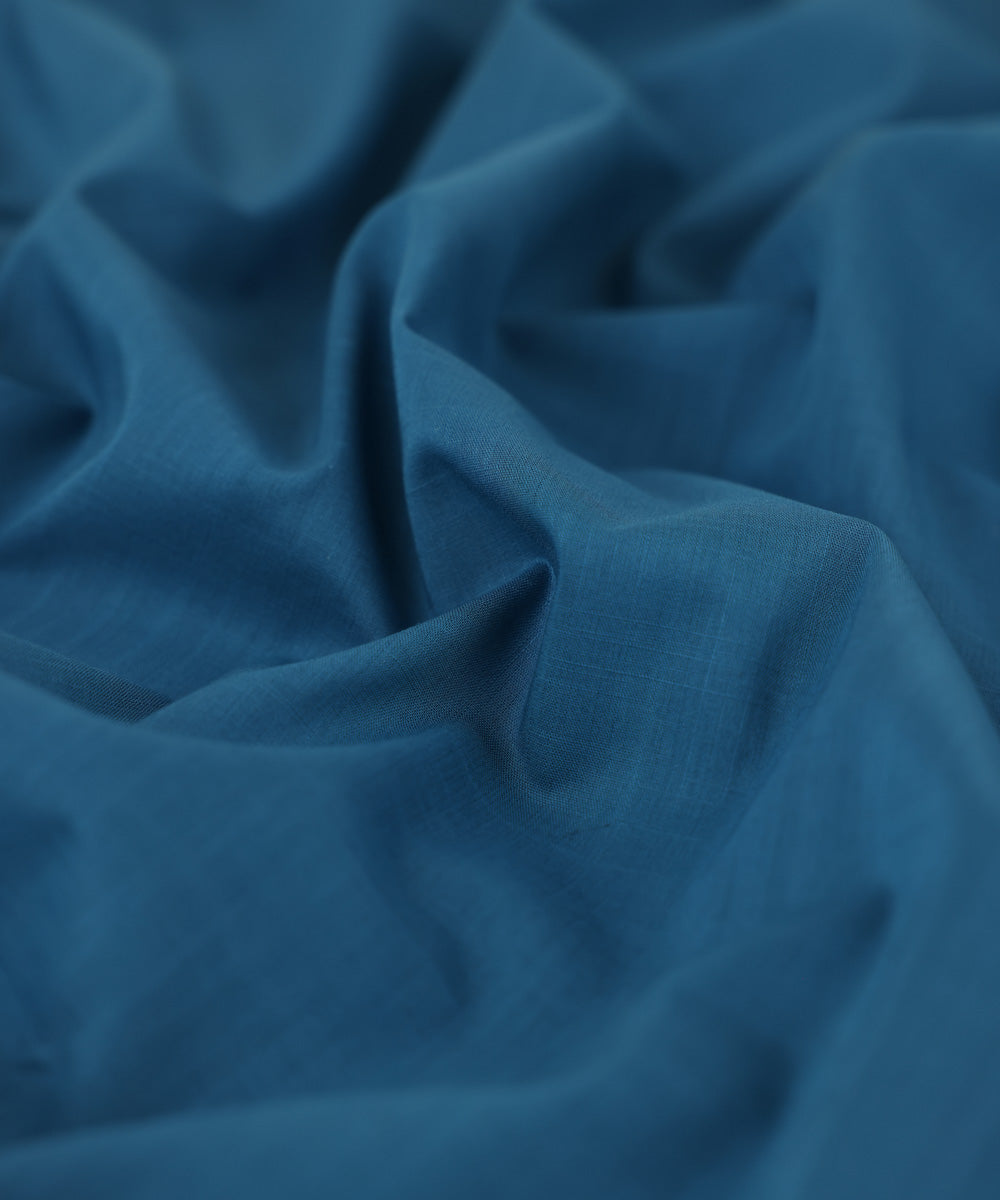 Men's Unstitched Cotton Slub Blue Full Suit Fabric