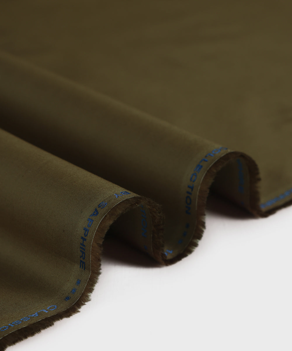 Men's Unstitched Fine Cotton Brown Full Suit Fabric