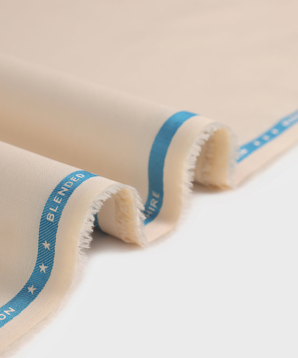 Men's Unstitched Blended Dobby  Beige Full Suit Fabric