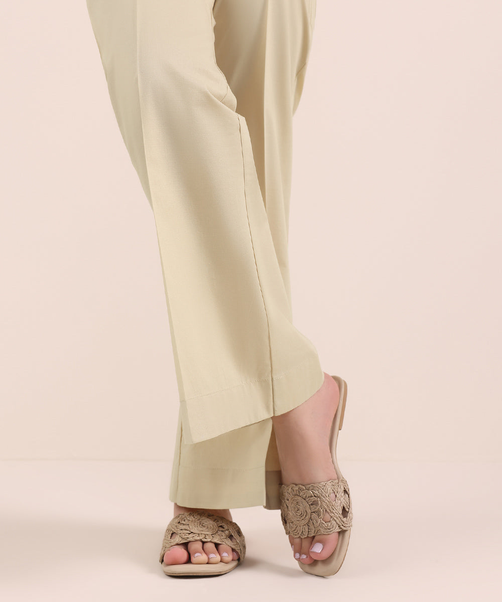 Women's Pret Cambric Beige Dyed Boot cut Pants