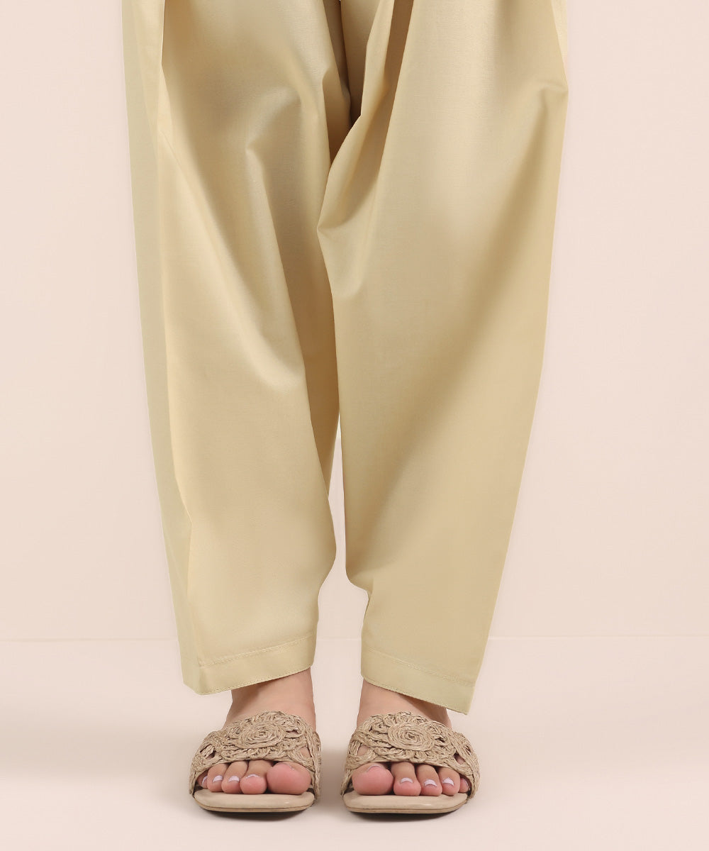 Women's Pret Cambric Beige Dyed Shalwar