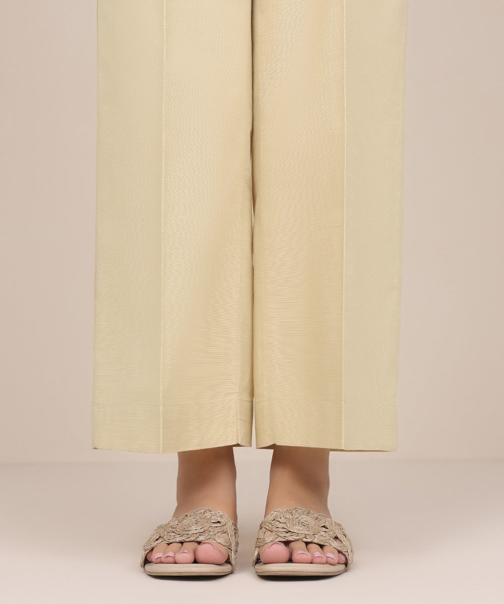 Women's Pret Khaddar Beige Solid Culottes