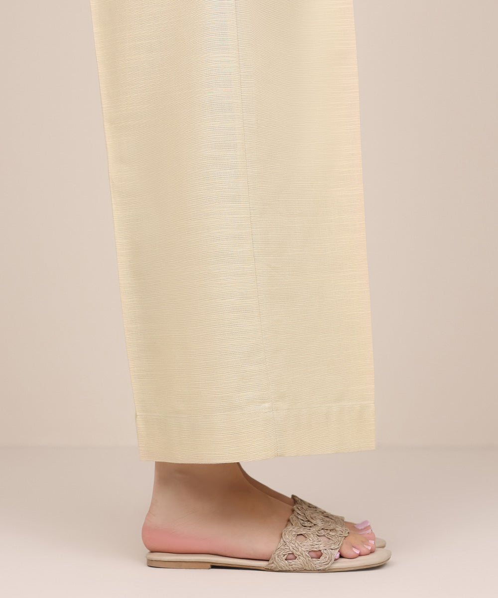 Women's Pret Khaddar Beige Solid Culottes