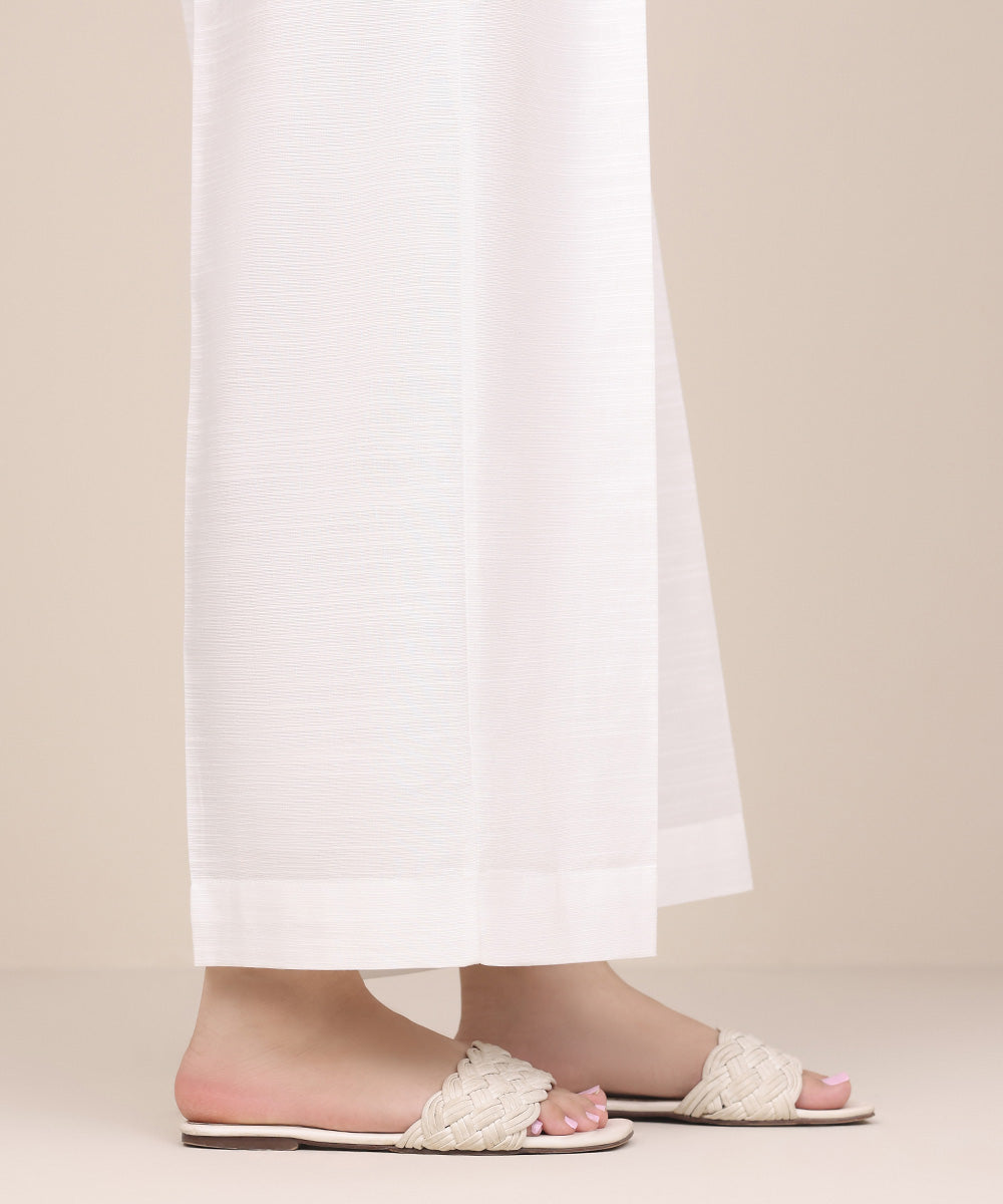 Women's Pret Khaddar White Solid Culottes