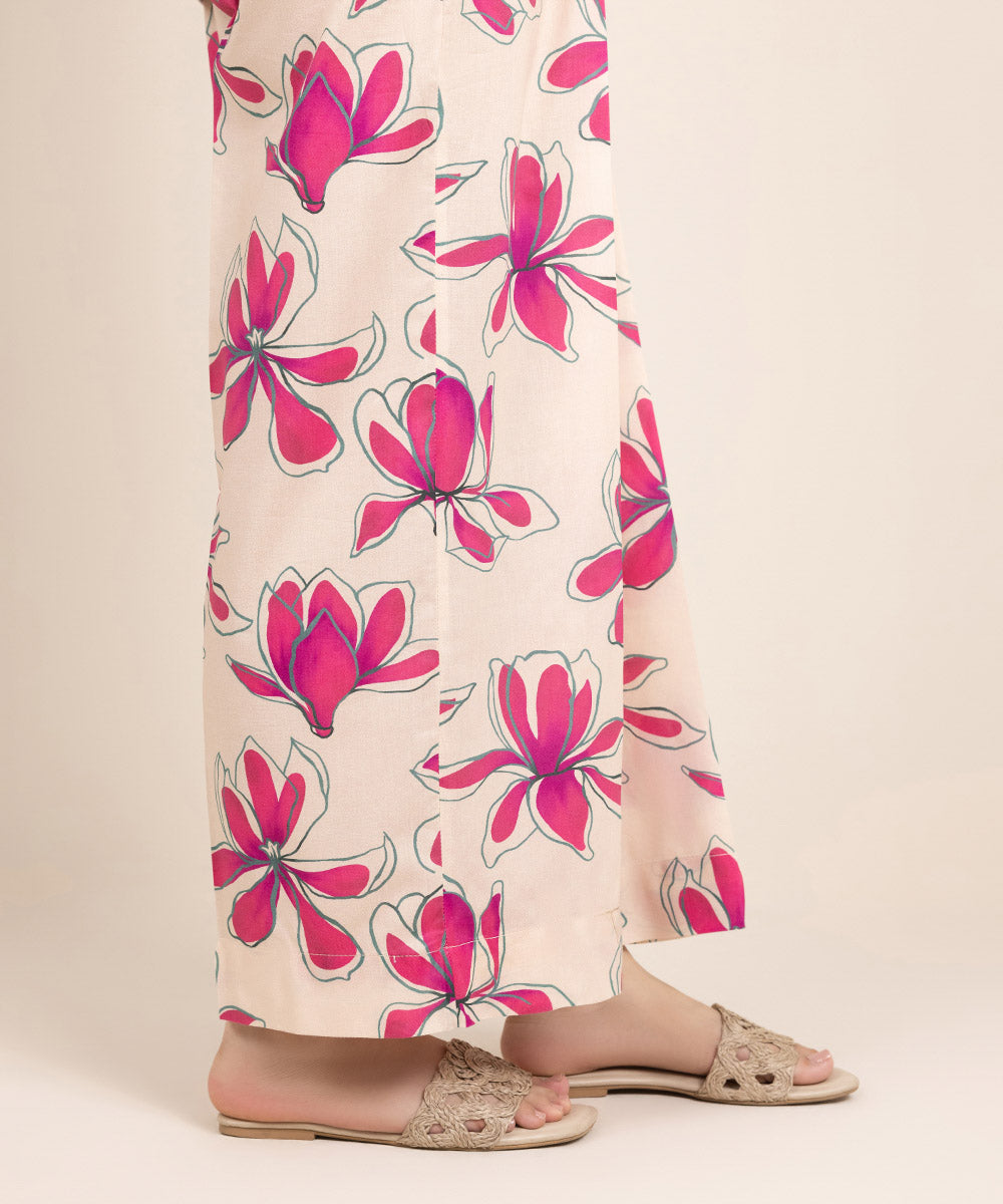 Women's Pret Cotton Viscose Printed Pink Culottes