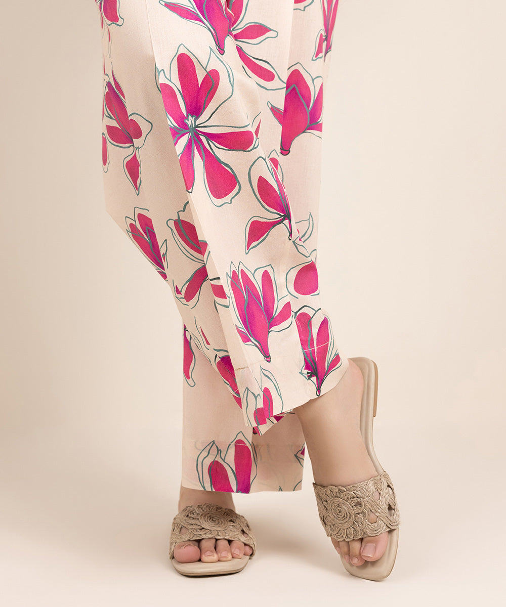 Women's Pret Cotton Viscose Printed Pink Culottes