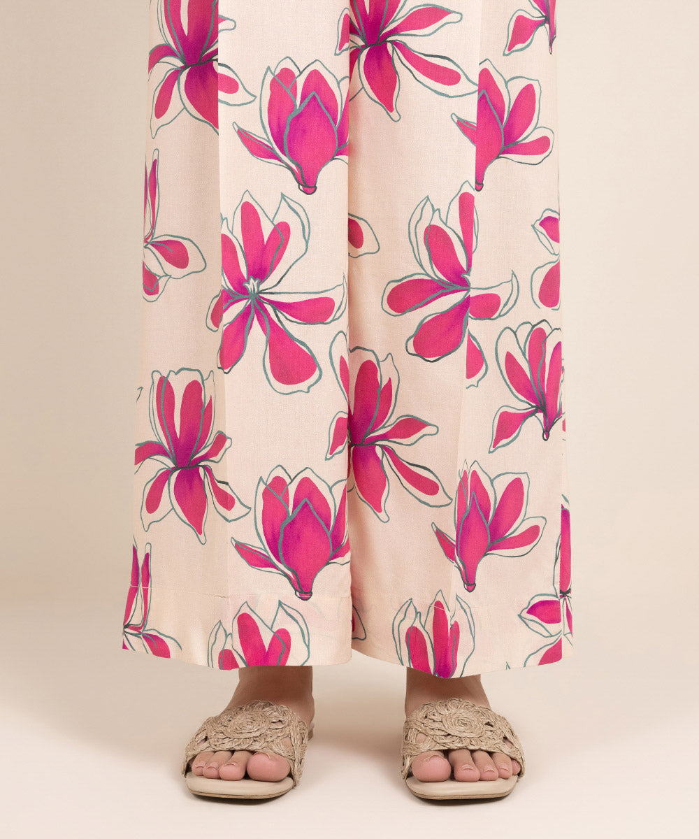 Women's Pret Cotton Viscose Printed Pink Culottes