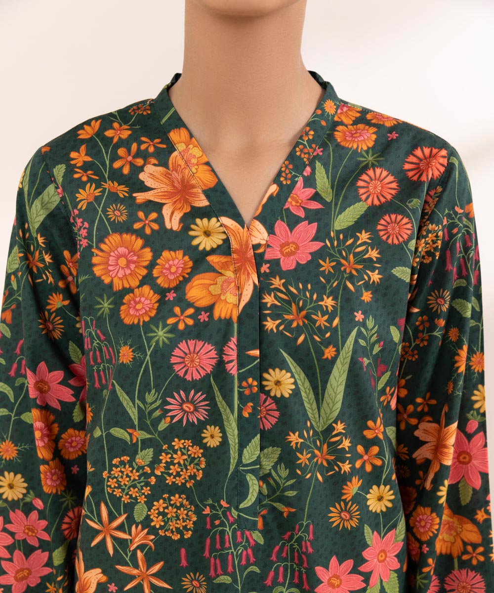 Women's Pret Cotton Viscose Printed Multi Straight Shirt