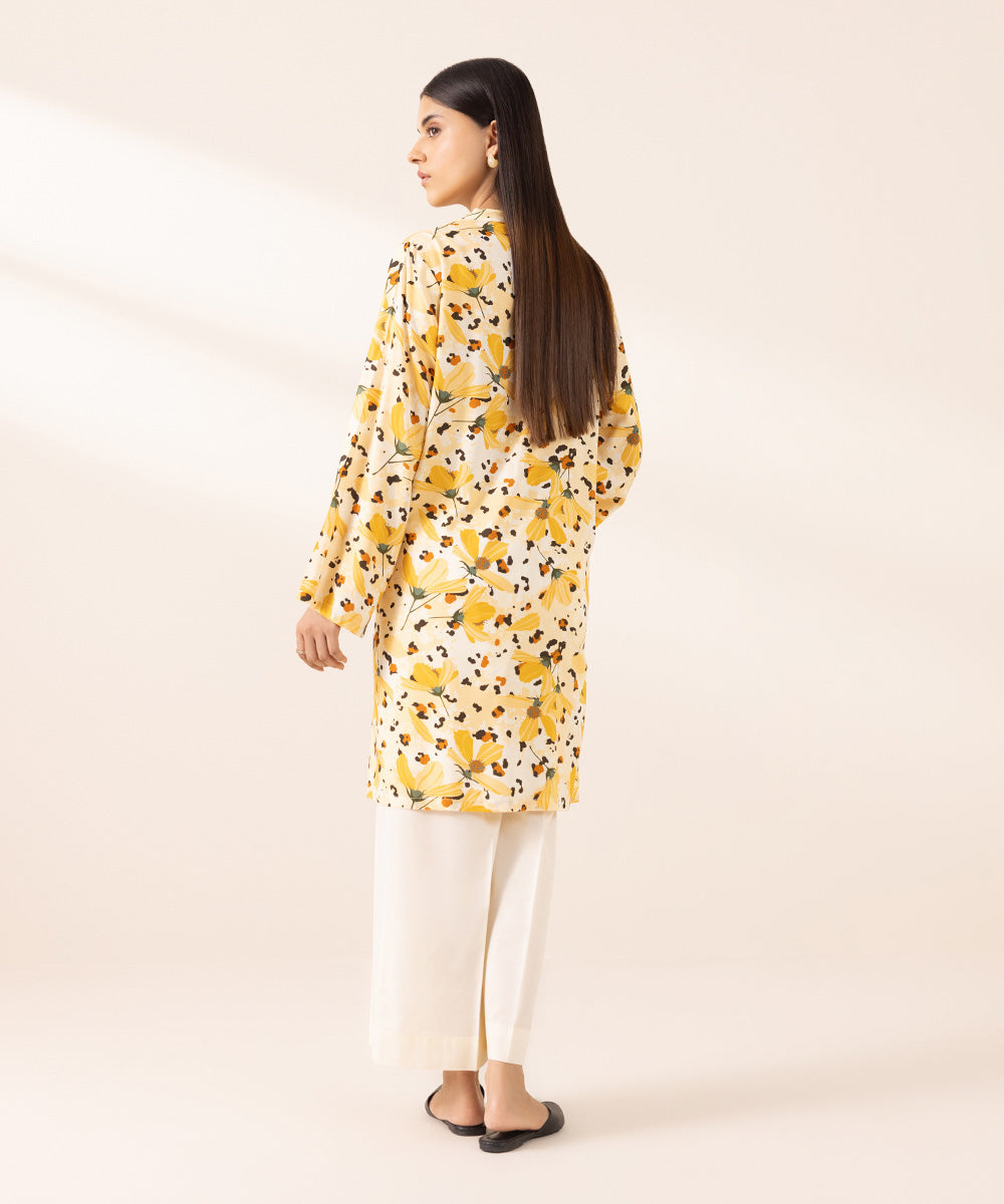 Women's Pret Arabic Lawn Printed Yellow Straight Shirt