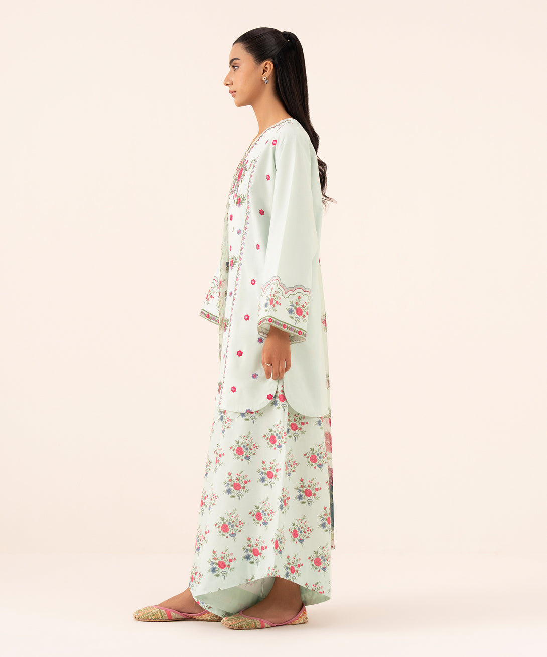 Women's Unstitched Cotton Viscose Embroidered Multi 3 Piece Suit