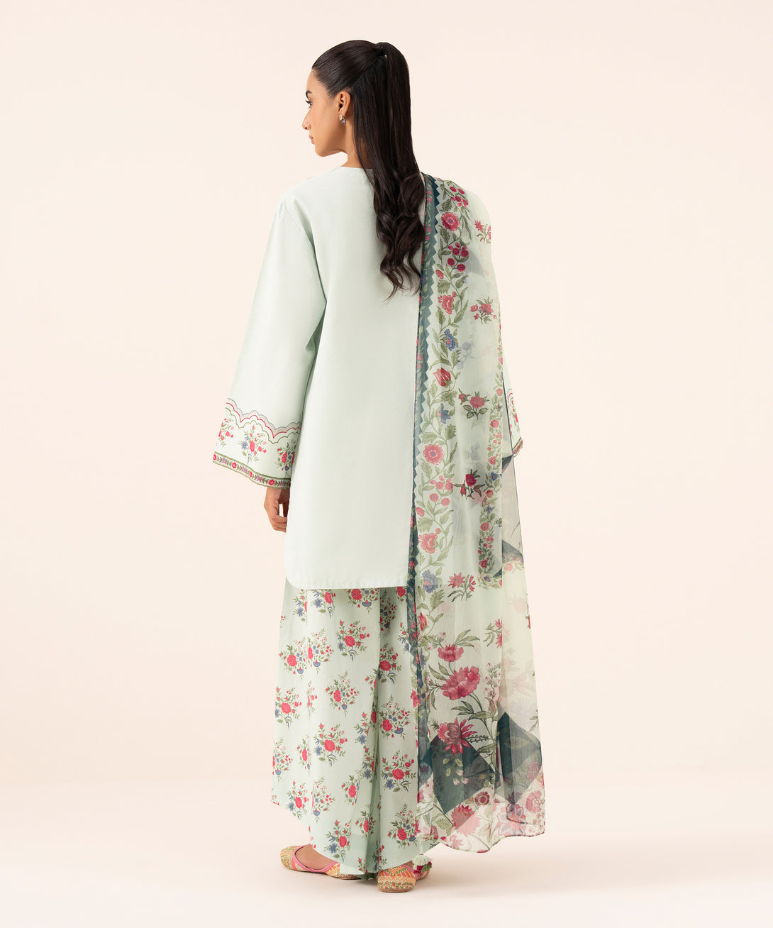 Women's Unstitched Cotton Viscose Embroidered Multi 3 Piece Suit