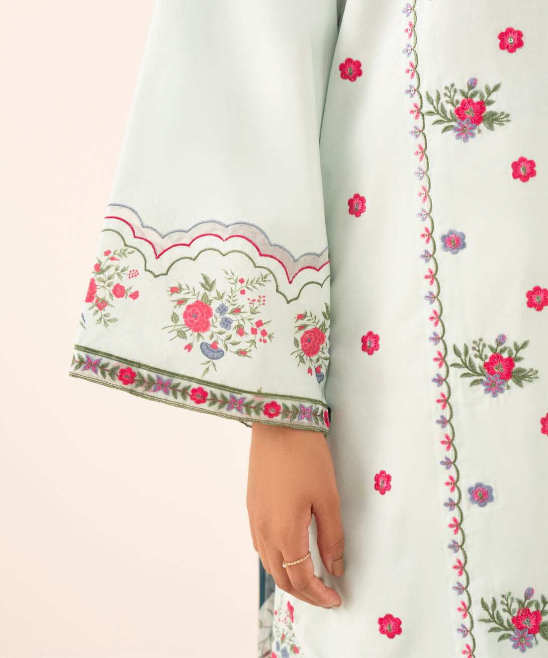 Women's Unstitched Cotton Viscose Embroidered Multi 3 Piece Suit
