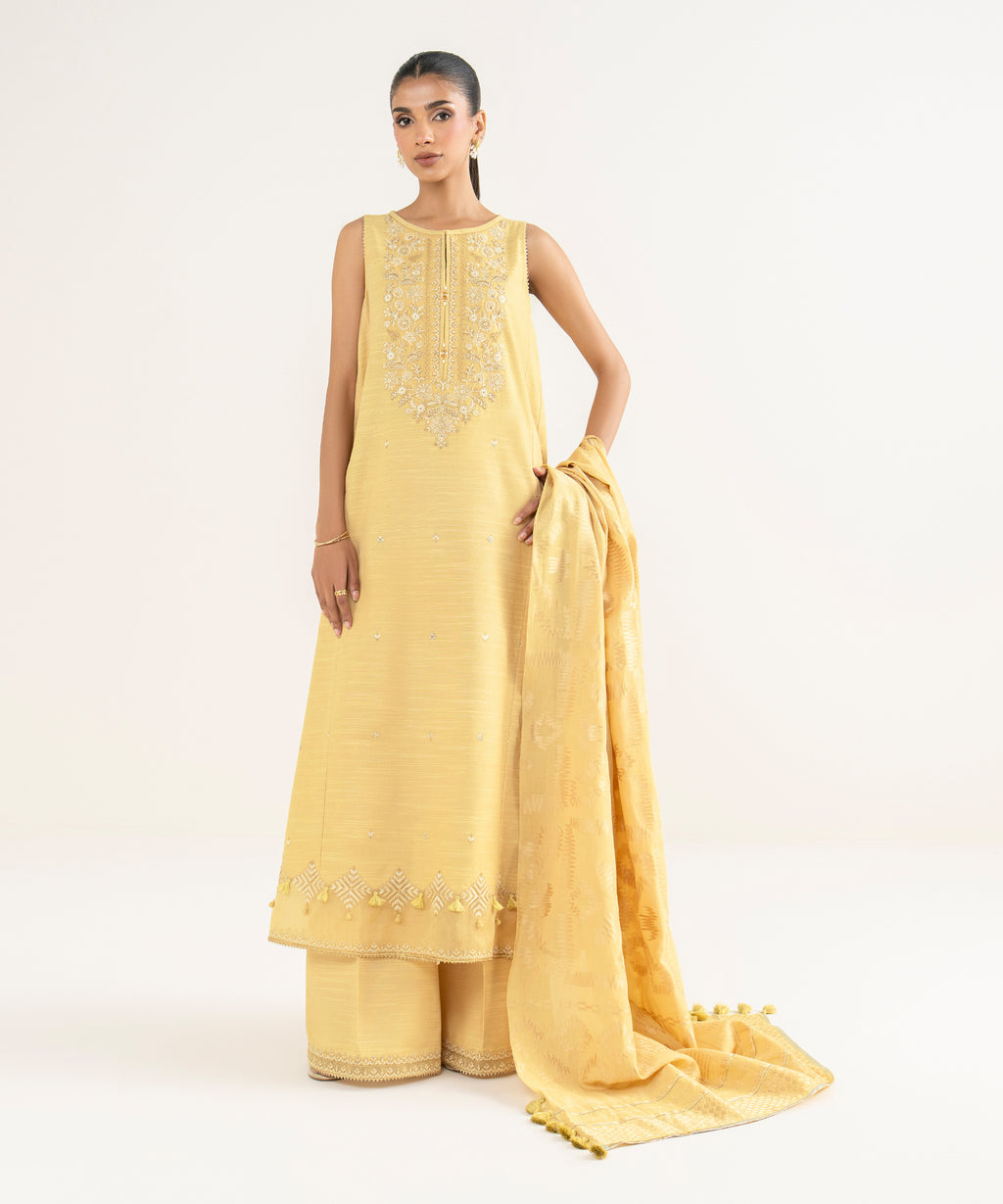 3 Piece - Embroidered Zari Khaddar Suit